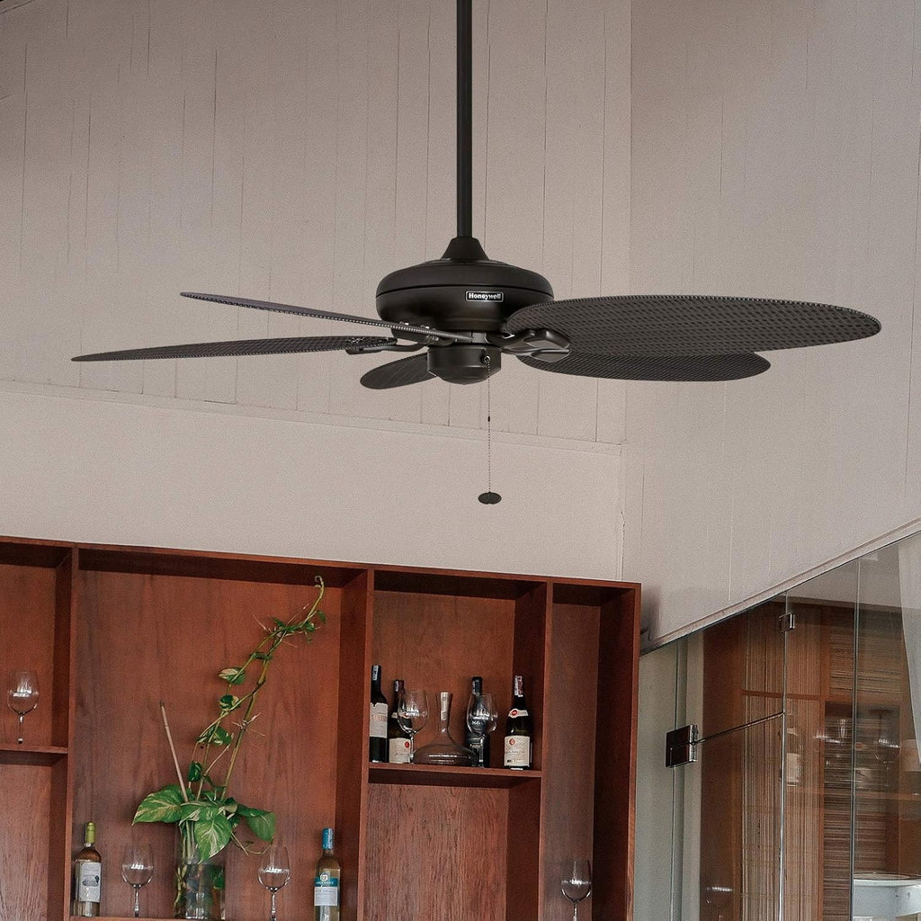 Honeywell Duval 52' Tropical Indoor Outdoor Ceiling Fan, 5 Blades, Bronze