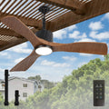 Parrot Uncle 42 Inch Outdoor Ceiling Fan with Light, IP65 Ceiling Fans with Lights and Remote, 3CCT 6-Speed Quite DC Motor, Wet Rated Plug in Ceiling Fan for Patios Porch Pergola (Walnut & Black)