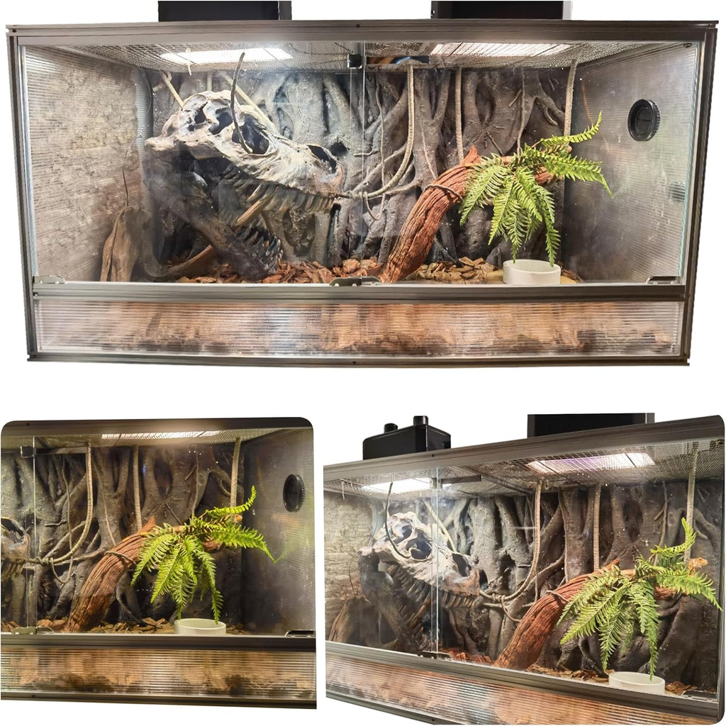 120 Gallon Bearded Dragon Tank, 48 x 24 x 24 Reptile Enclosure with Lockable Sliding Glass Doors and Top Screen Ventilation for Easy Maintenance
