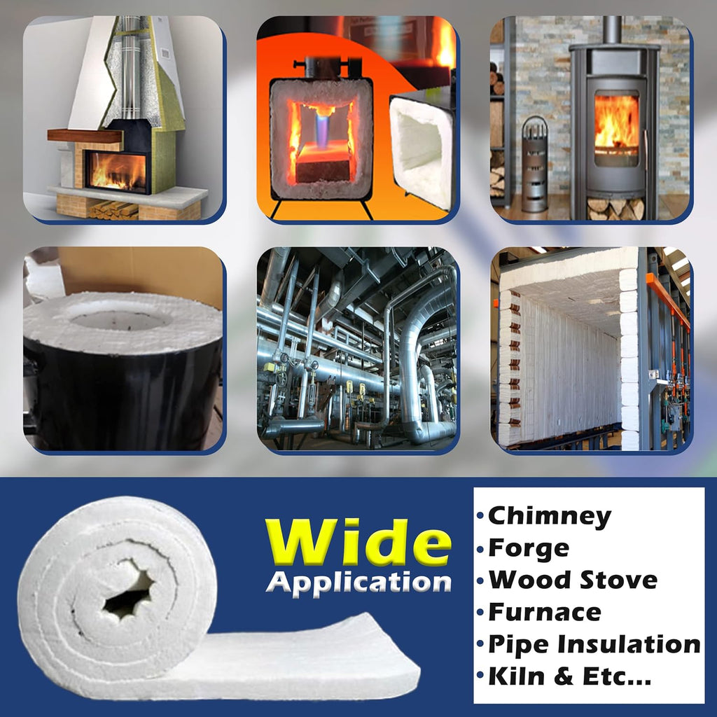 SIMOND Store Ceramic Fiber Blanket - 2' x 24' x 75', Density 8 LB 2400F Rated High Temp Insulation Baffle for Stove Forge Furnace Fireplace Kiln Pizza Oven Chimney Dishwasher Insulation Blanket