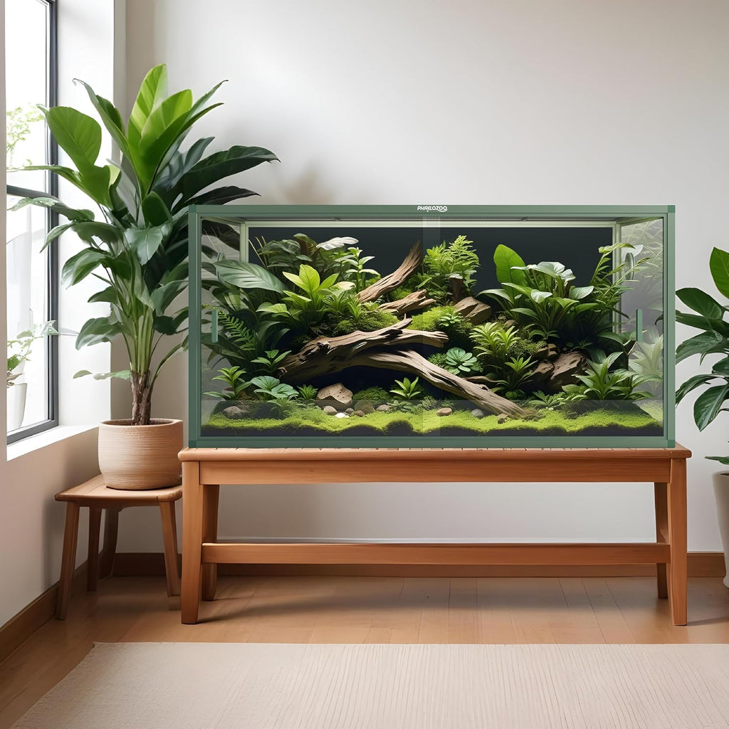 Phailozoo 120 Gallon Bearded Dragon Tank, Stackable Reptile Enclosure with Front Sliding Tempered Glass Doors, Easy Assembly Aluminum Frame Reptile Tank for Snake & Lizard
