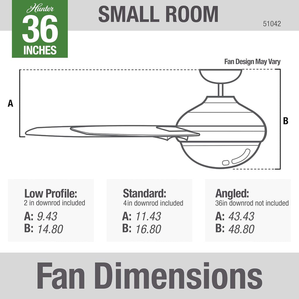 Hunter Fan Company 51042 Loki Indoor Ceiling Fan with LED Light and Pull Chain Control, 36', Weathered Copper Finish