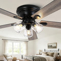 Dawn Whisper 52 Inch Flush Mount Farmhouse Ceiling Fans with Lights Vintage Ceiling Fan with 3 Bulb Lights Remote for Bedroom Living Room Kitchen