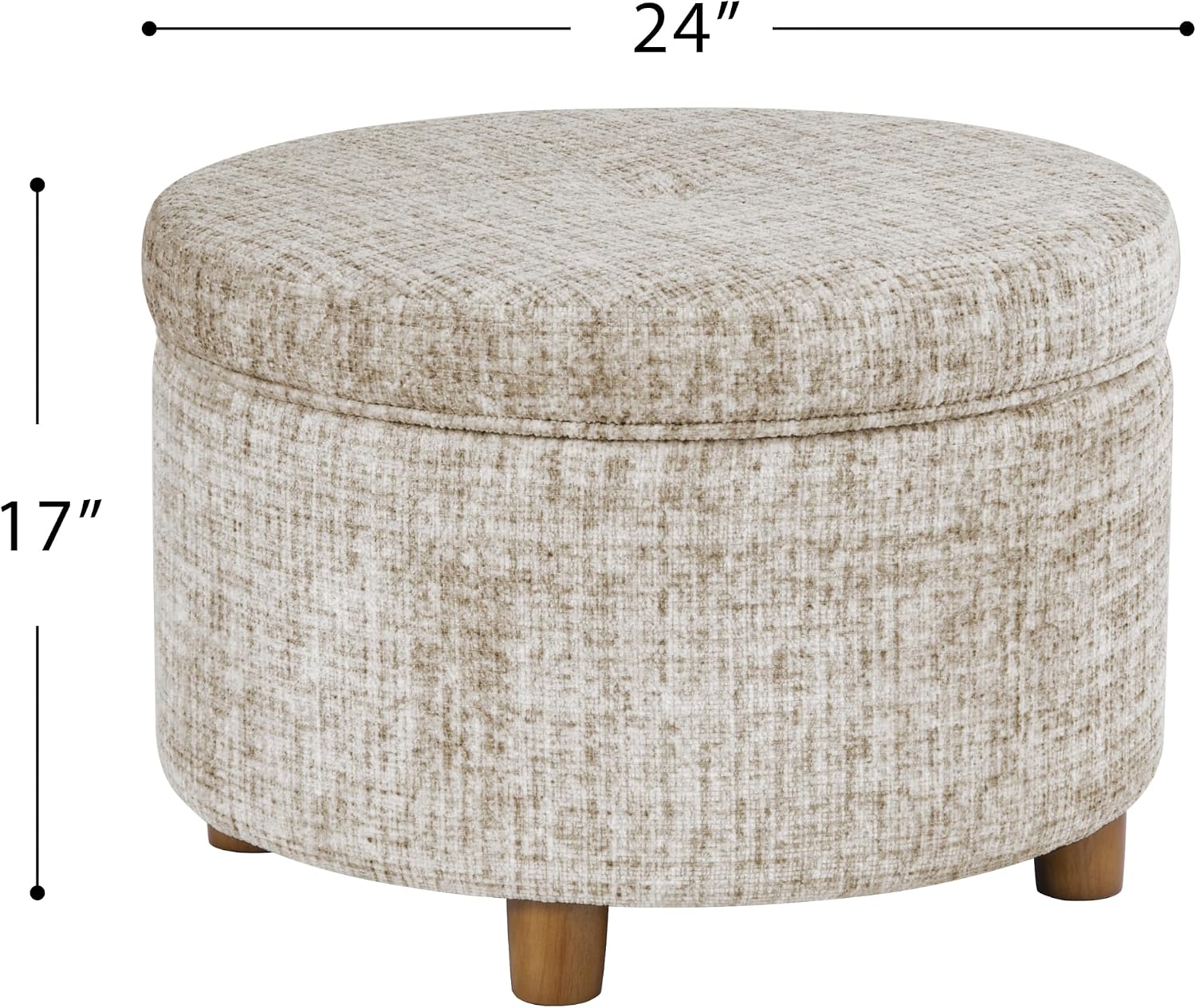 HomePop 24' Large Round Storage Ottoman - Cream Textural Woven