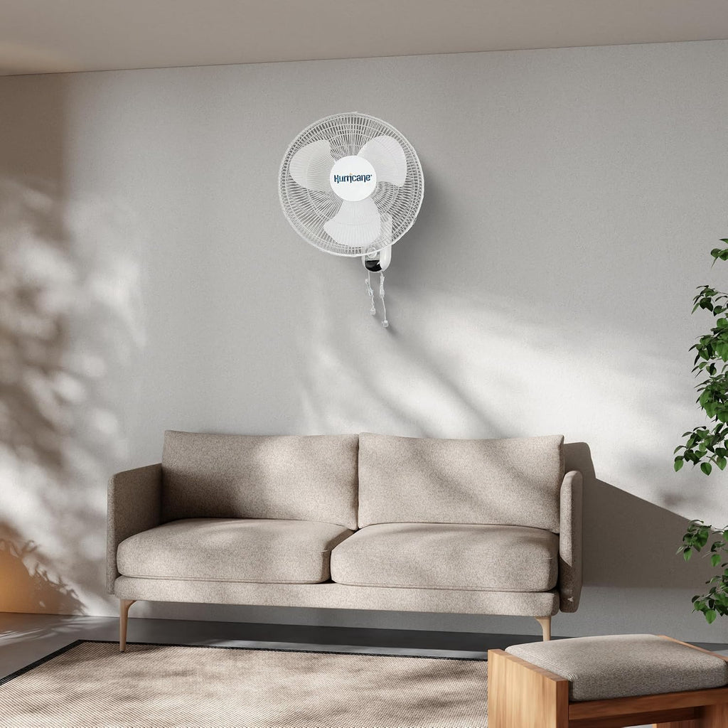 Hurricane Classic 4 Pack Oscillating Wall Mount Fan w/ 3 Quite Speeds, White, 16' - Corded Electric Air Cooling Unit w/Pull Cord Controls for Home, Grow Tents, Offices, Sheds, Studios, Garages, Dorms