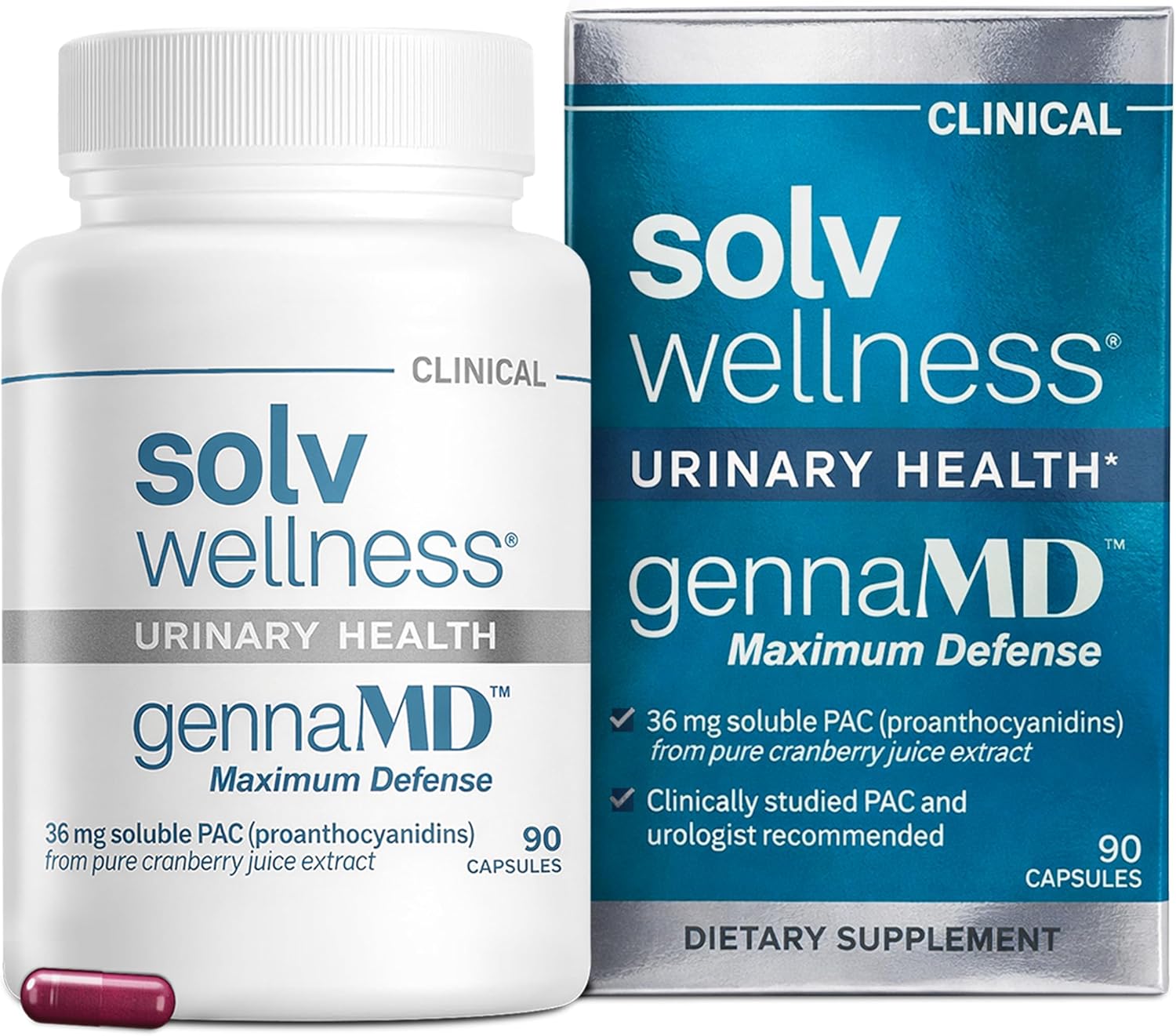 Solv Wellness GennaMD Cranberry Supplement for Urinary Tract Health Support - Advanced 36 mg Soluble PAC from 100% Cranberry Juice Extract - Small, Easy-to-Swallow Capsules - 90 Capsules