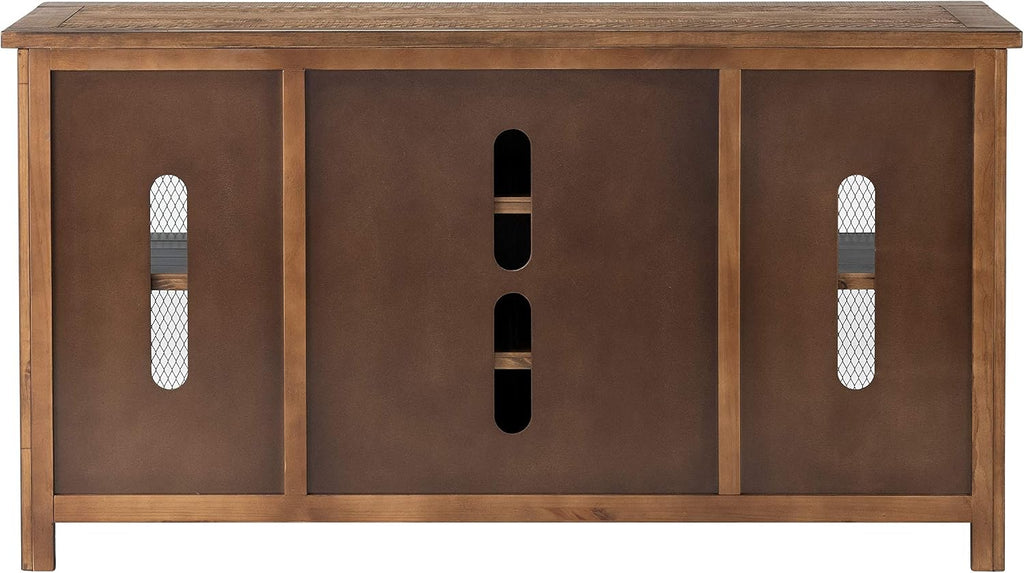 Martin Svensson Home 65' Solid Pine Wood Entertainment Center with Storage. Rustic TV Stand for TVs up to 70.' Sliding Doors, Adjustable Shelves & Cable Management – Natural Finish