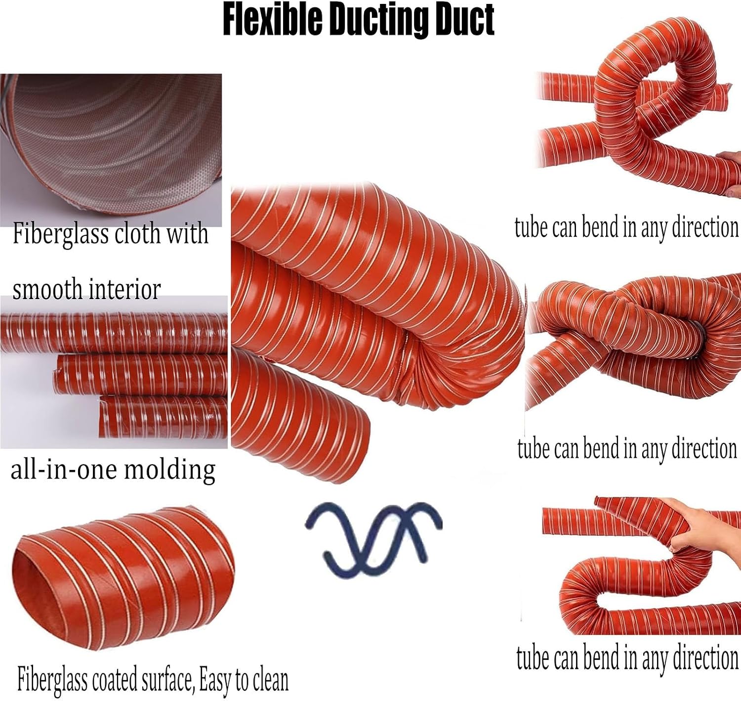 Flexible Ducting Hose, 1 Meter-10 Meter Heat-resistant Exhaust Hose, for Auto Shop Dryer Power Generator Ac, Air Duct Induction Intake Pipe Hose With Clamps & Steel Support(180mm(7 1/8'),L-10m(32.8ft)