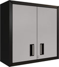 Floating Garage Storage Cabinet - Heavy-Duty Wall Mount Steel Cabinet, Lockable 2-Door Design, Removable Shelf, 44 lbs Capacity, Ready-to-Assemble Metal Garage Organizer (Black and Grey)