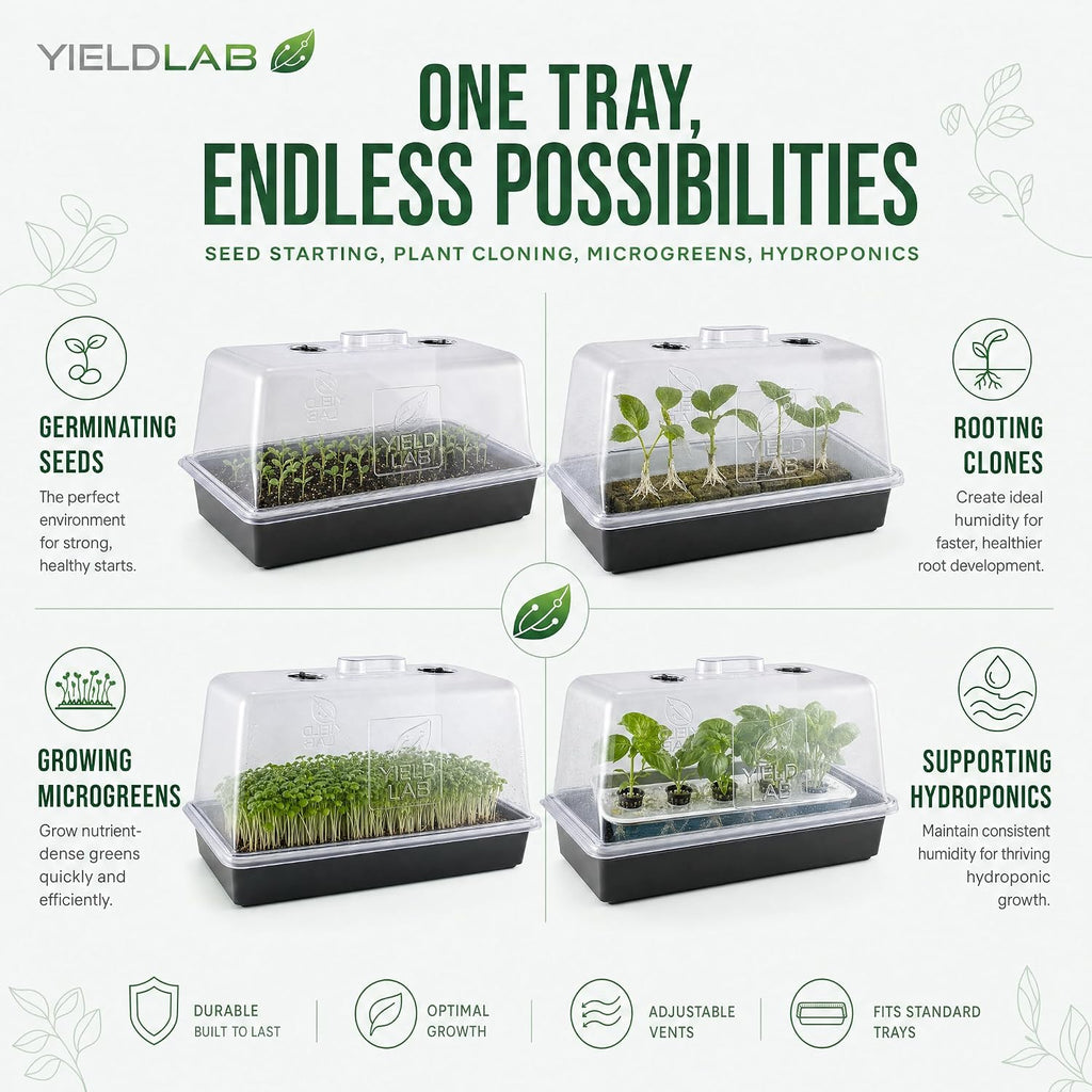 10x20 Humidity Dome with Plant Propagation Trays – 20 Pack Clone Dome - Clone Tray with Humidity Dome for Gardening, Seedling, Microgreens, Germination, Cloning, Soil, and Hydroponics