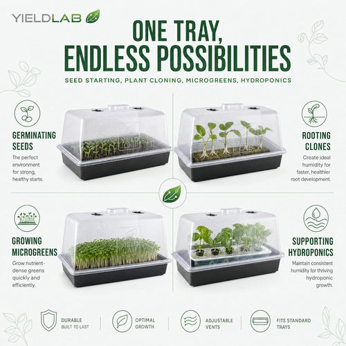 10x20 Humidity Dome with Plant Propagation Trays – 20 Pack Clone Dome - Clone Tray with Humidity Dome for Gardening, Seedling, Microgreens, Germination, Cloning, Soil, and Hydroponics