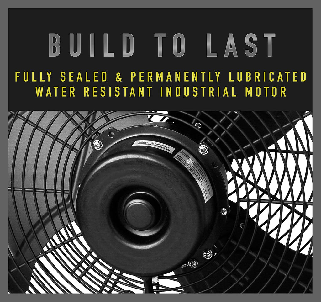 iLiving 18' Wall Mounted Fan - 6360 CFM, 3-Speed, Industrial Grade, Commercial/Residential, Weatherproof Outdoor/Indoor Fan for Garage, Patio, Workshop, Greenhouse | UL Listed, Mist Kit Compatible