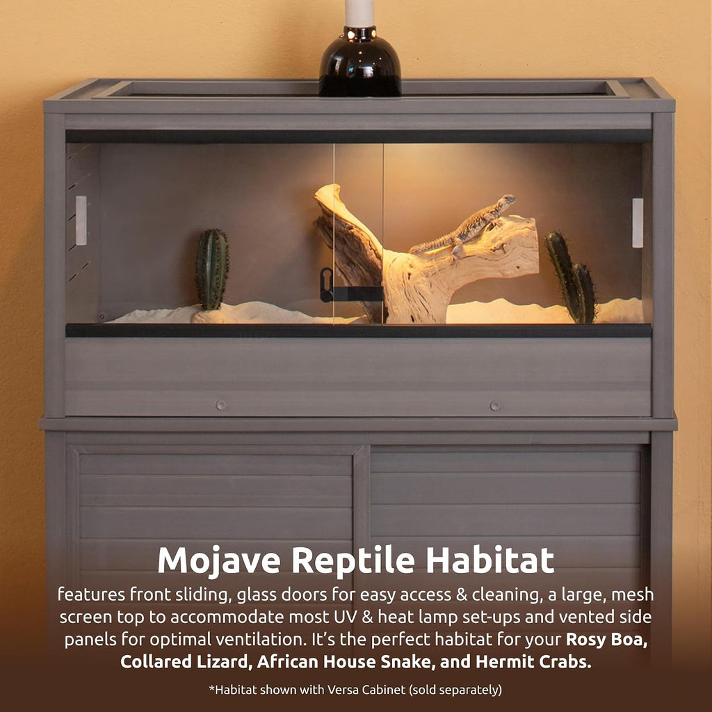 New Age Pet ECOFLEX 36' Wide Medium Reptile Habitat, Mojave Lounge for Snakes, Tortoises & Lizards in Maple, Black & Grey, Easy Assembly, Sliding Glass Doors & Mesh Top