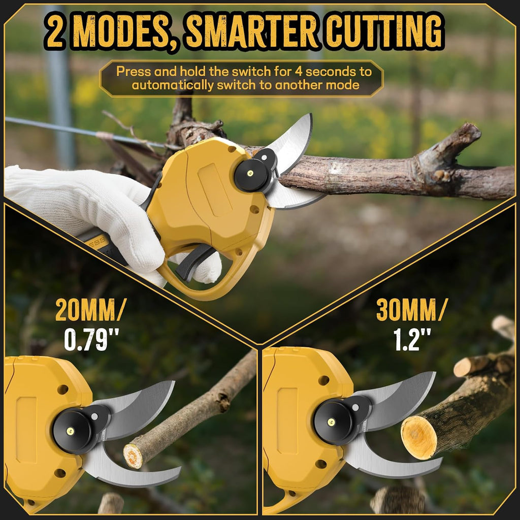 2 IN 1 Electric Pruning Shears Cordless with Pole for Dewalt 20V MAX Battery, 14Ft Reach, 1.2' Cutting Diameter, Brushless Motor Tree Pruner - for Gardening & Tree Trimming (No Battery)