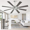 ZMISHIBO 62 Inch Ceiling Fans without Light, Brushed Nickel Modern Ceiling Fan no Lights, Quiet Reversible DC Motor, 6-Speeds, Outdoor Ceiling Fans for Patios, Living Room, Bedroom, Indoor/Outdoor Use