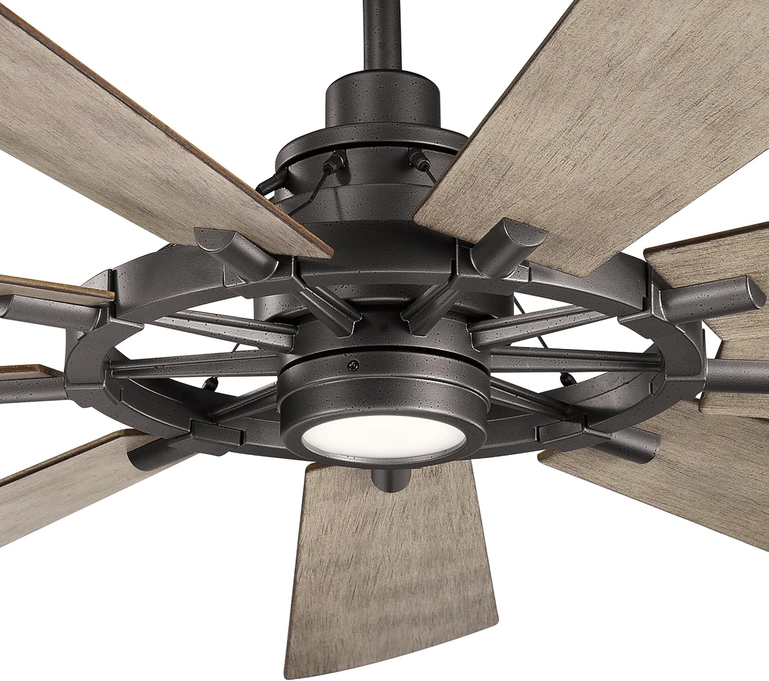 Kichler Gentry XL 65' Ceiling Fan with Lights, 1-Light LED, 3000K, 9-Blade Modern Industrial Fan for Bedroom in Anvil Iron, (65' W x 16.5' H), 300265AVI
