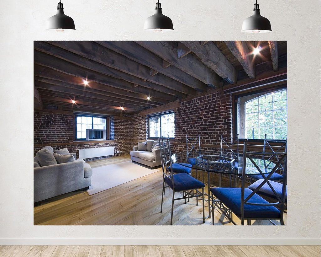 Trykid 20x10ft Rustic Exposed Brick Loft Living Room Backdrop Elegant Industrial Interior Photography Background Beautiful Home Decor Theme Party Decoration Tapestry Photo Booth Prop Fabric