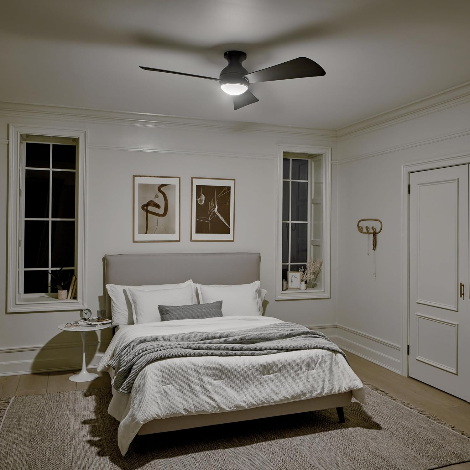 Kichler Sola 54' LED Indoor Outdoor Ceiling Fan In Old Bronze®, 3-Blade, 3000K, (54' W x 11' H), 330152OZ