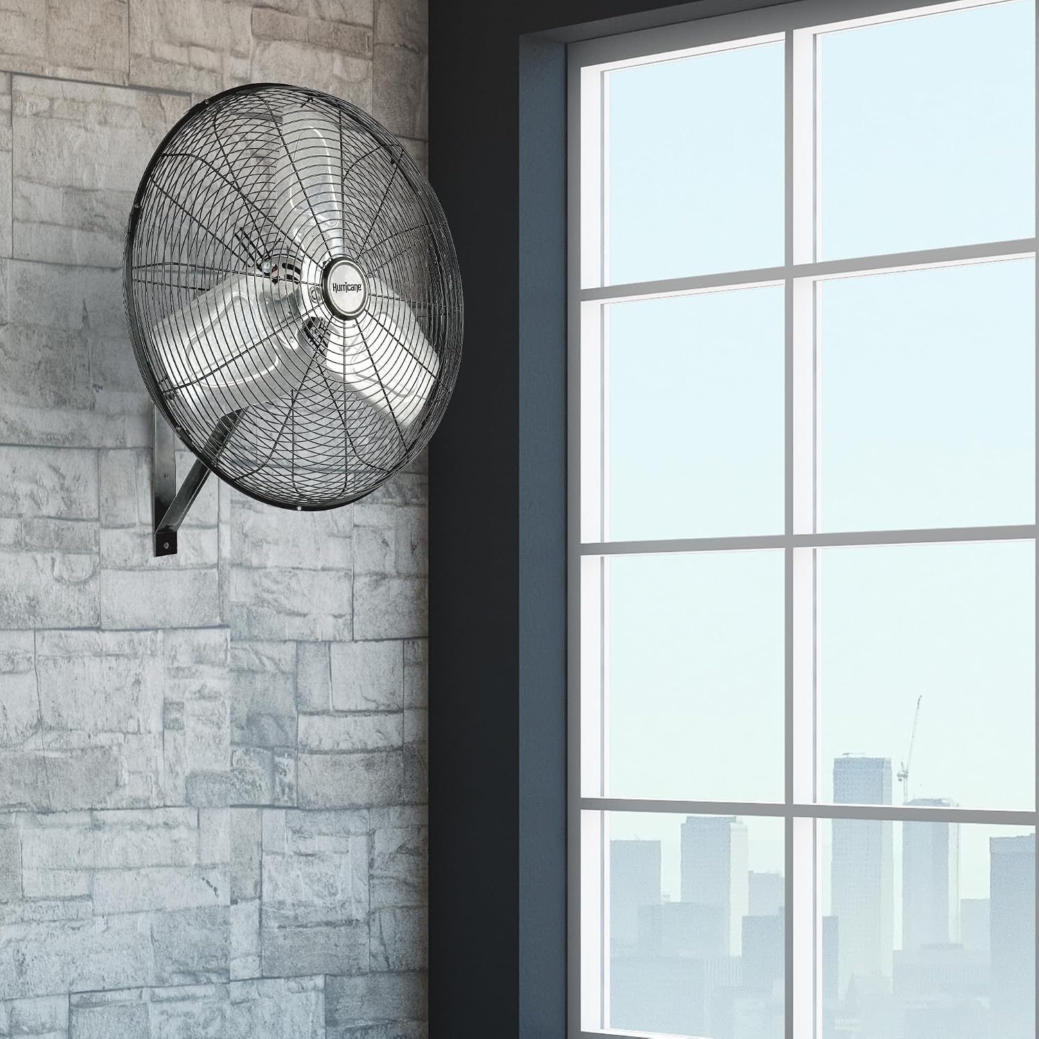Hurricane Pro Commercial Grade Oscillating Metal Wall Mount Fan w/ 3 Speeds, Black, 20' - Corded Electric Air Cooling Unit w/ Powerful 4600 CFM Airflow for Home, Garage, Gym, Workshop & Greenhouse