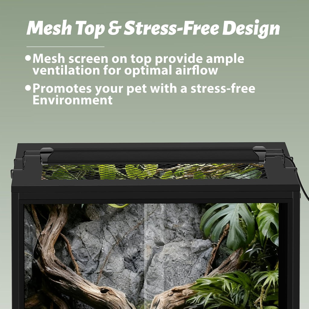 65 Gallon PVC Tall Reptile Tank/Terrarium, RepWild 24' x 18' x 36' Arboreal Reptile Habitat Enclosure with Sliding Door & Heavy-Duty Screen for Amphibians, Crested Gecko Lizard Chameleon
