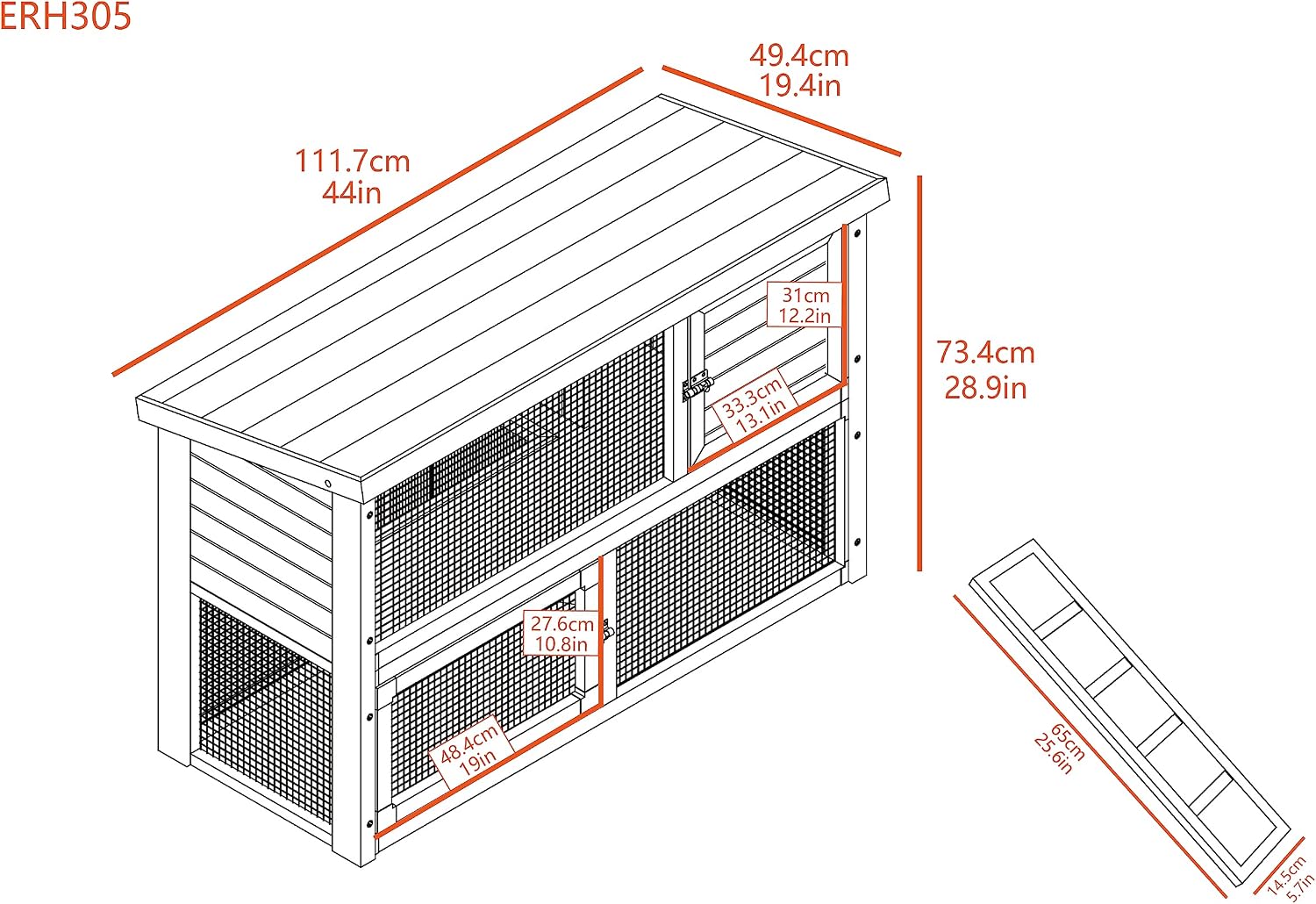 New Age Pet ECOFLEX Columbia Rabbit Hutch - Grey, Dual-Level with Denning Space, Easy Assembly, Moisture & Odor Resistant