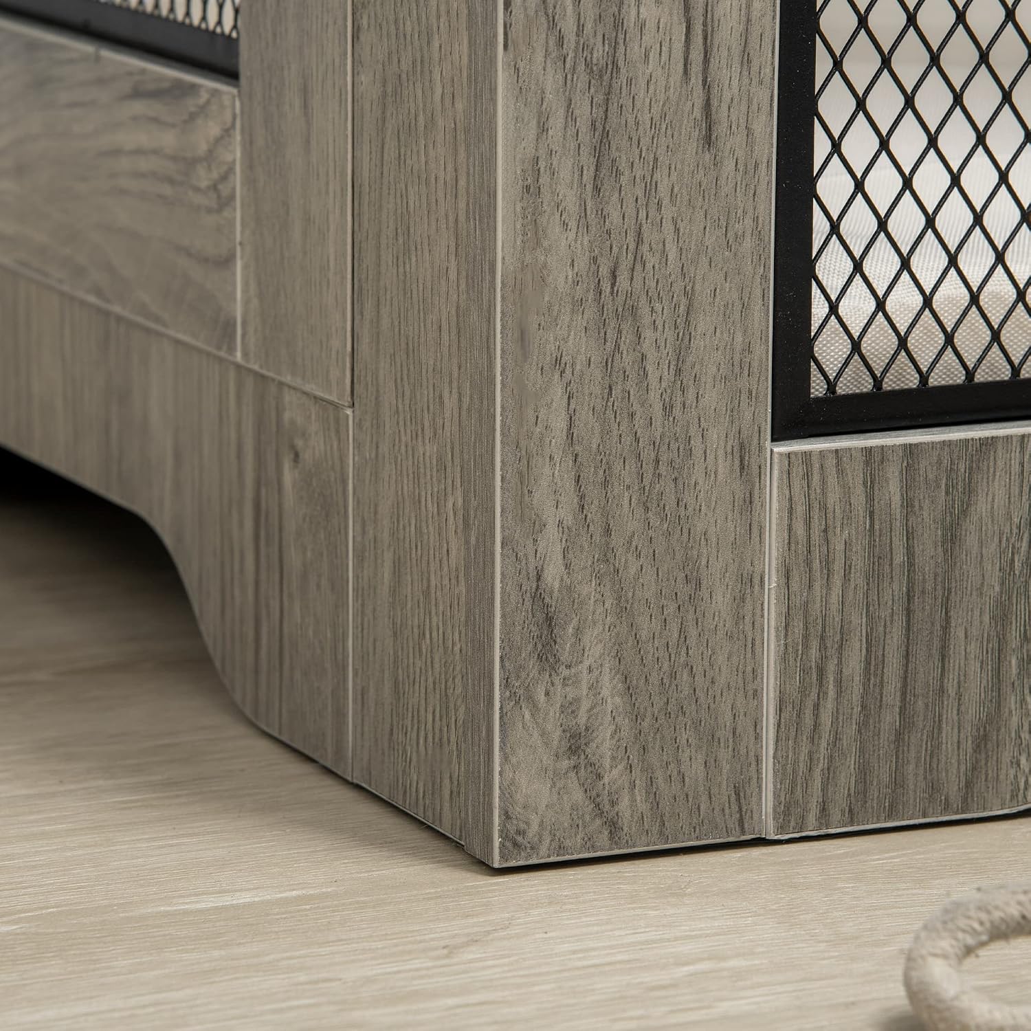 PawHut Dog Crate Furniture with Soft Water-Resistant Cushion, Dog Kennel End Table with Drawer, Puppy Crate for Small Dogs Indoor with 2 Doors, Gray