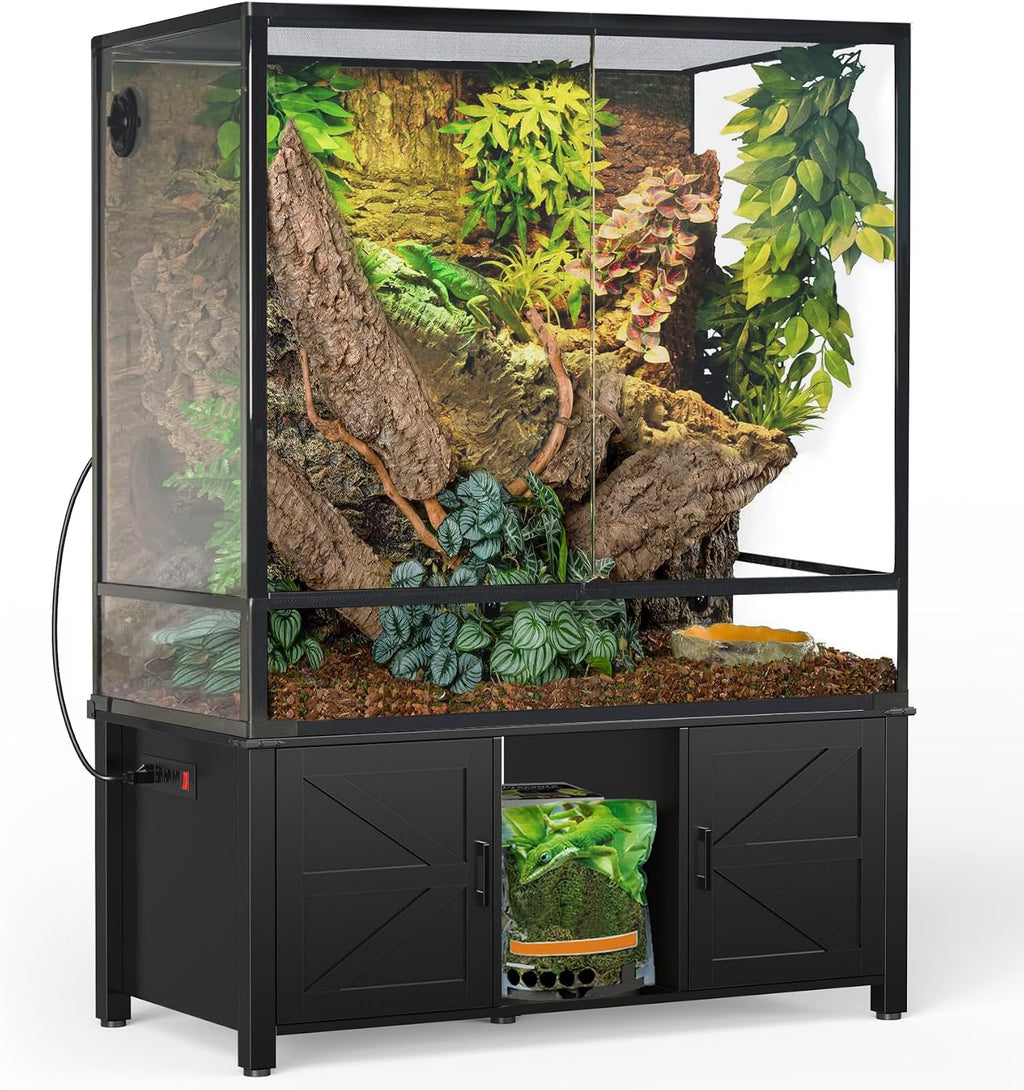 GDLF 48'x24' Reptile Tank Stand for 120–230 Gallon Terrariums – Fits Tall Enclosures or Stacked 4x2x2 PVC Tanks – Furniture-Style Cabinet with Storage – Holds Up to 500 lbs