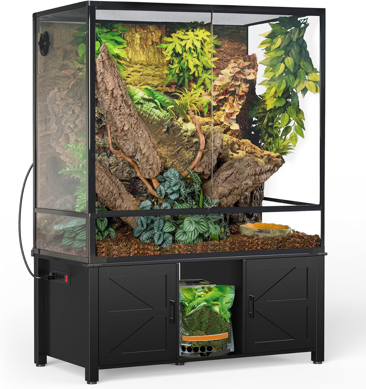GDLF 48'x24' Reptile Tank Stand for 120–230 Gallon Terrariums – Fits Tall Enclosures or Stacked 4x2x2 PVC Tanks – Furniture-Style Cabinet with Storage – Holds Up to 500 lbs