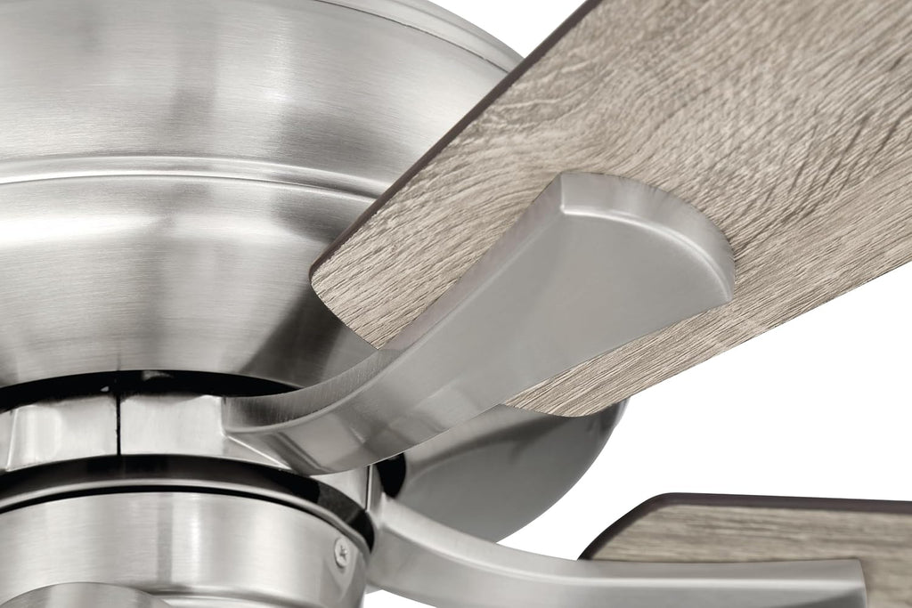 Craftmade 52' Eos 4 Light Ceiling Fan in Brushed Polished Nickel Finish with Reversible Driftwood/Walnut Blades