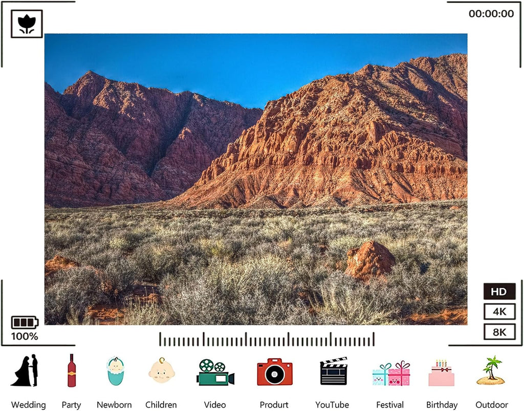 Trykid 20x10ft Rugged Red Cliffs Backdrop Desert Shrubs Clear Blue Sky Landscape Photography Background Hiking Theme Tapestry Party Decoration Photo Studio Prop Fabric