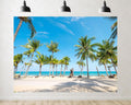 Trykid 20x10ft Tropical Palm Tree Beach Backdrop Clear Blue Sky White Sand Turquoise Water Lush Frond Paradise Photography Background Tapestry Party Decoration Photo Booth Prop Fabric