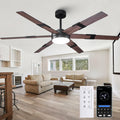 Smart Ceiling Fans with Lights and Remote & APP Control, 60 Inch Farmhouse Ceiling Fans for Living Room Bedroom, 6-Speed Reversible DC Motor, Dimmable LED Light, 3CCT, Ventilador de Techo con Luz