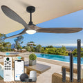 Ceiling Fan with Lights, 72'' Solid Wood Indoor/Outdoor Ceiling Fan with Quiet Reversible DC Motor, Compatible with Alexa/Google, 3CCT Dimmable, 6 Speeds Dark Brown Outdoor Fan for Patio Porch