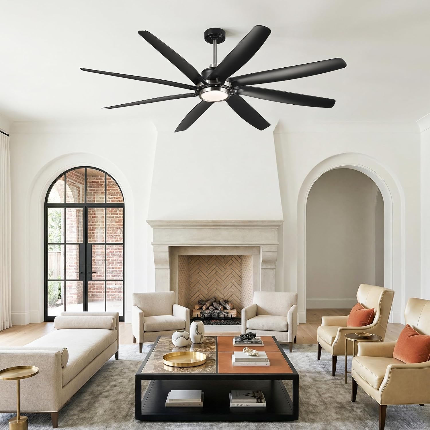 72 Inch Ceiling Fans with Lights and Remote Control, Black Industrial Chandelier Ceiling Fan, Dimmable LED & 3CCT, 6 Speeds Reversible DC Motor, Timer, Lighting Ceiling Fans for Bedroom Living Room