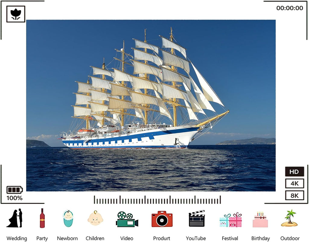 Trykid 20x10ft Tall Ship Sailing Backdrop White Sails Blue Ocean Clear Sky Nautical Photography Background Maritime Adventure Tapestry Party Decoration Photo Studio Prop Fabric