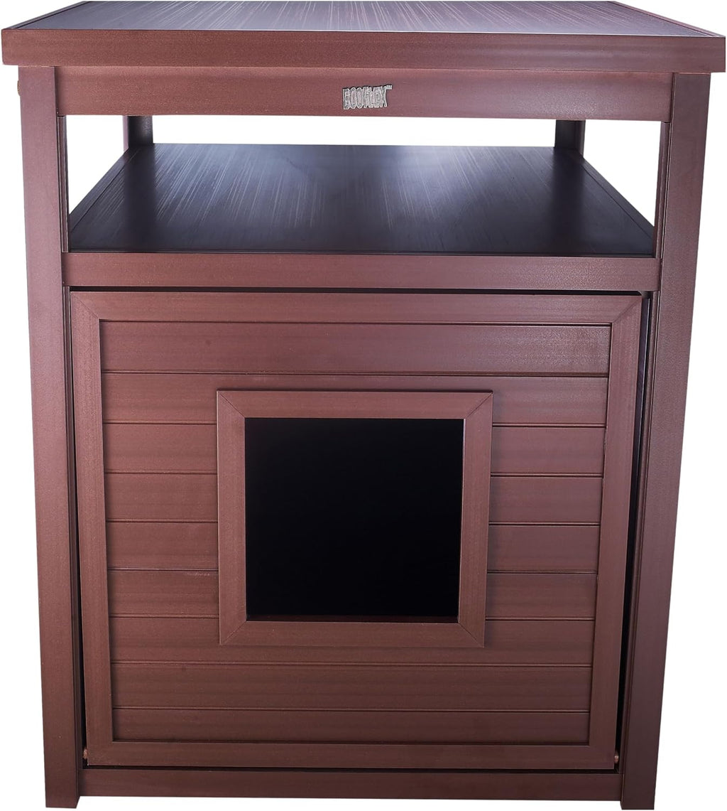 New Age Pet ECOFLEX Litter Loo Standard & Jumbo Sizes, 4 Colors, Moisture and Odor Resistant Enclosure & End Table, No‑Tools Assembly, 10 Year Warranty, Russet Brown, Jumbo