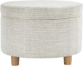HomePop 24' Large Round Storage Ottoman - Cream Chevron Woven