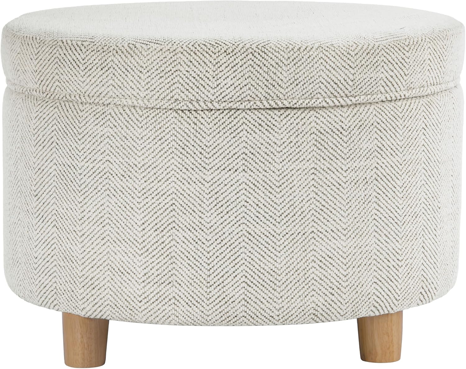 HomePop 24' Large Round Storage Ottoman - Cream Chevron Woven