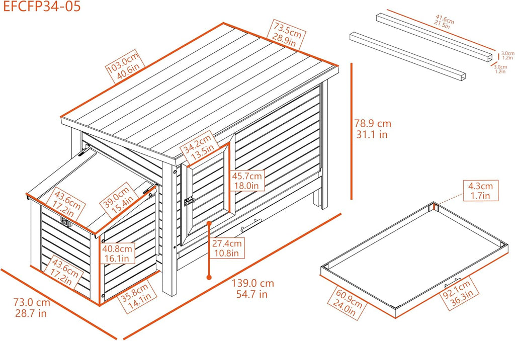 New Age Pet ECOFLEX Fontana Premier Chicken Barn, Weather Resistant Gray Coop with Easy Clean Pull Out Tray, Nesting Box, Hinged Roof, Easy No Tool Assembly for 2 to 4 Chickens