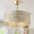 20' Gold Fandelier Crystal Ceiling Fans with Lights, Cage Gold Chandelier Ceiling Fan with Light Remote Control, 6-Speed for Bedroom, Nursery, Foyer, Living Room