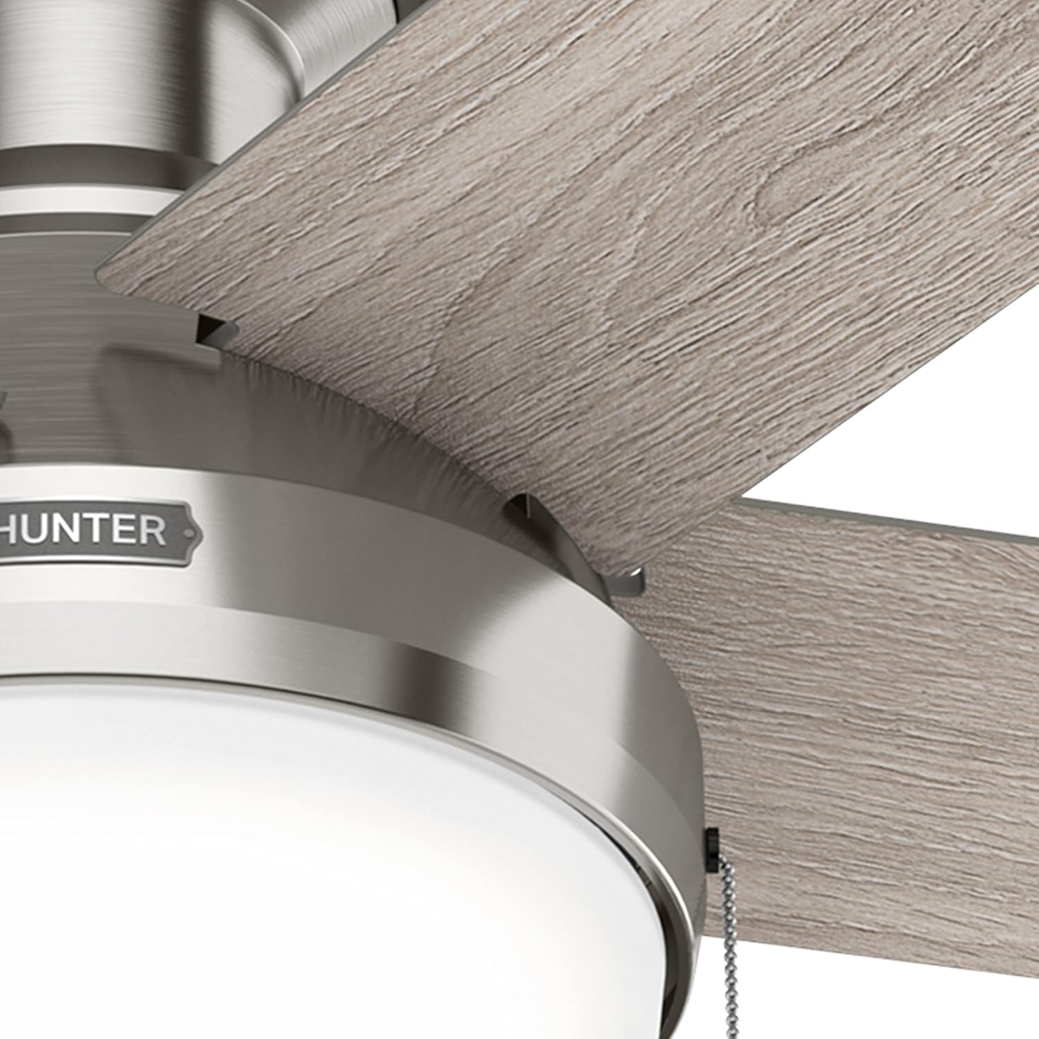 Hunter Fan 52 inch Low Profile Brushed Nickel Indoor Ceiling Fan with LED Light Kit and Pull Chain (Renewed)