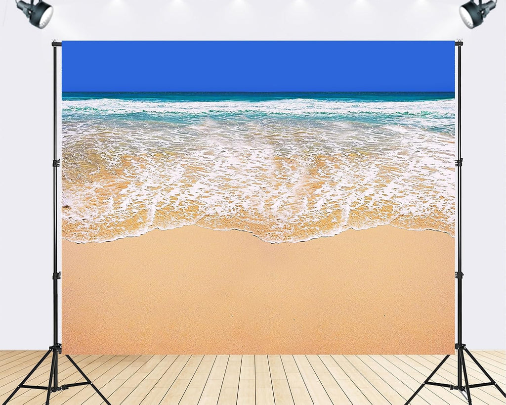 Trykid 20x10ft Clear Blue Ocean Shore Backdrop Tropical Coastal Waves Photography Background Summer Vacation Tapestry Party Decoration Photo Studio Prop Fabric