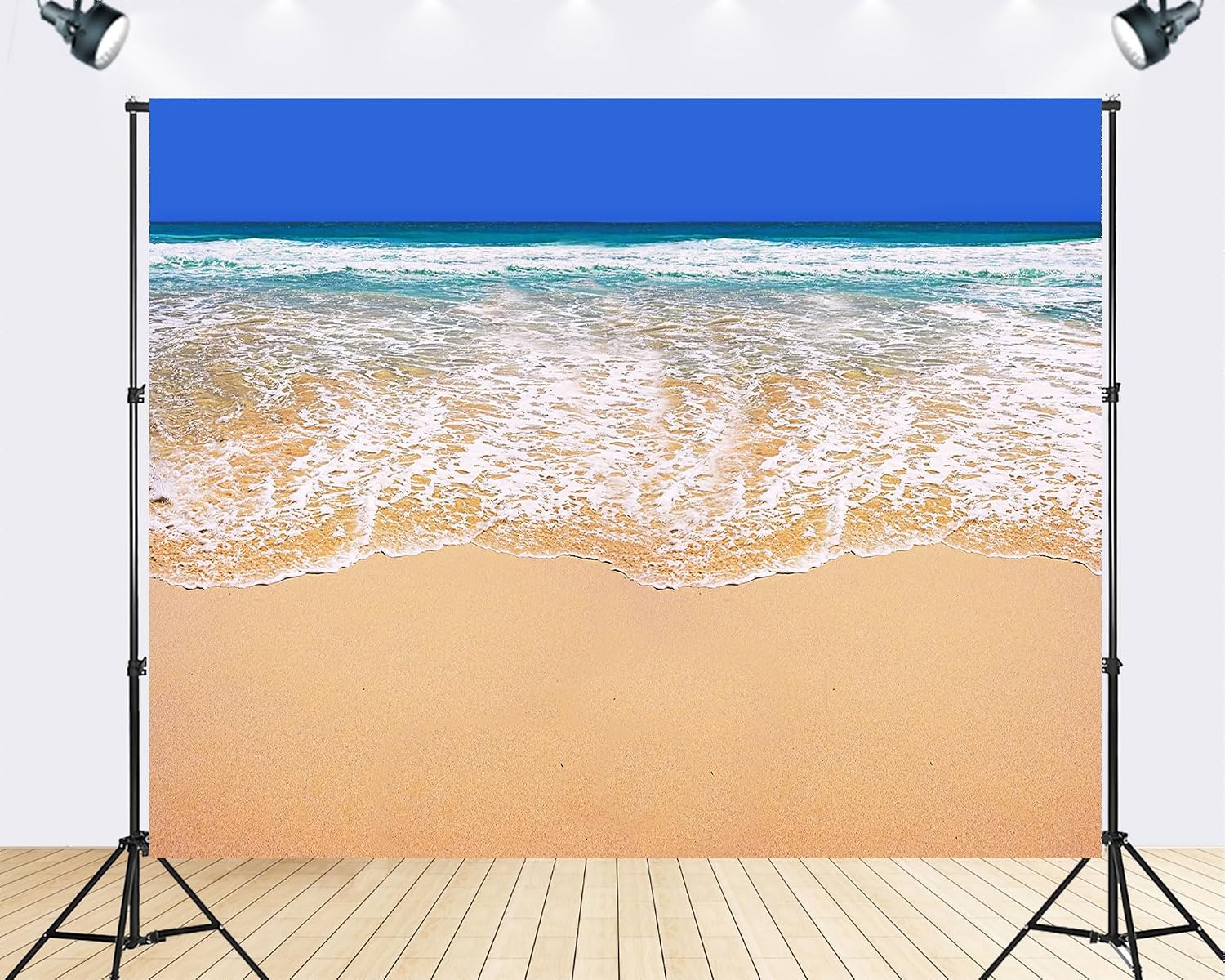 Trykid 20x10ft Clear Blue Ocean Shore Backdrop Tropical Coastal Waves Photography Background Summer Vacation Tapestry Party Decoration Photo Studio Prop Fabric