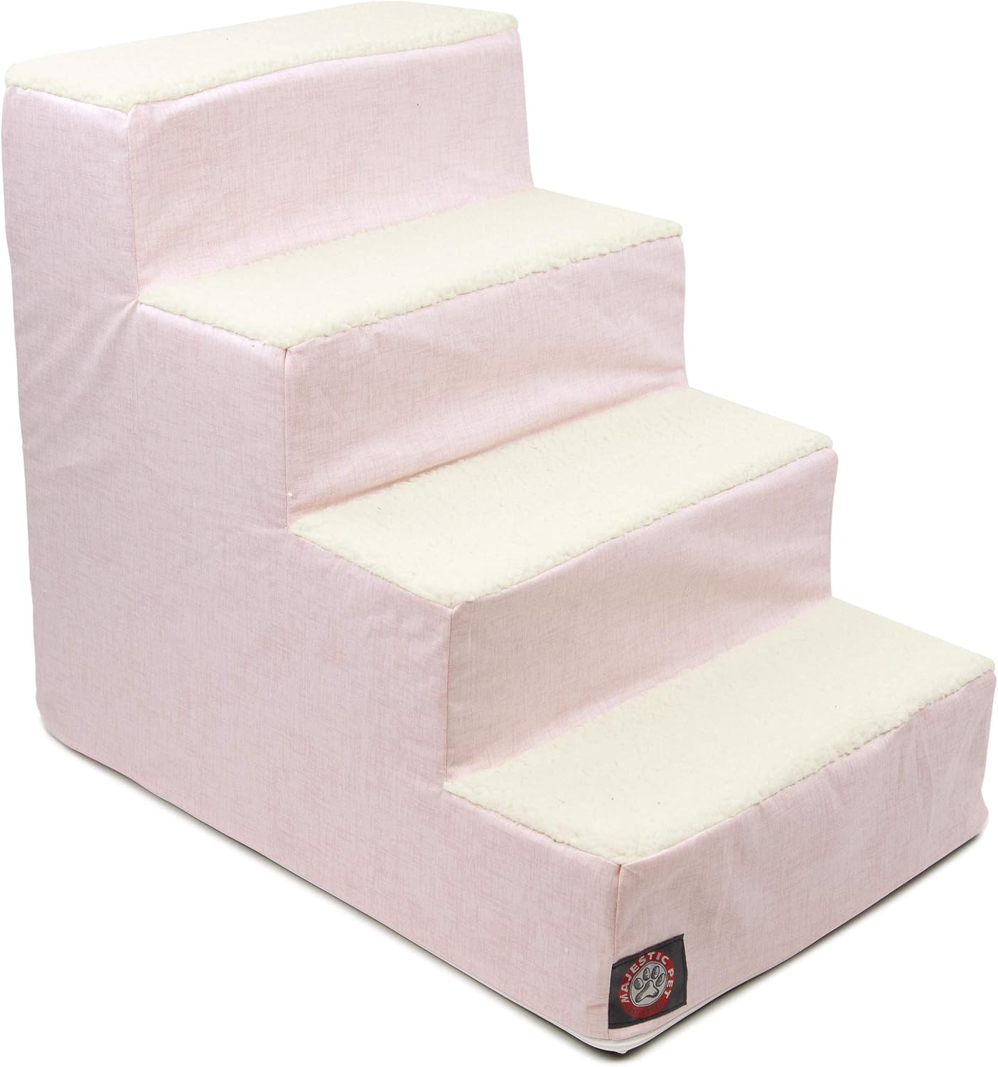 Majestic Pet Portable Pet Stairs | Soft Sherpa Steps Foam Feeling | Steps for Dogs & Cats | Dog & Cat Ramp | Indoor Only | Max Weight: up to 250 Lbs, 4 Step, Jackson Heathered Soft Blush