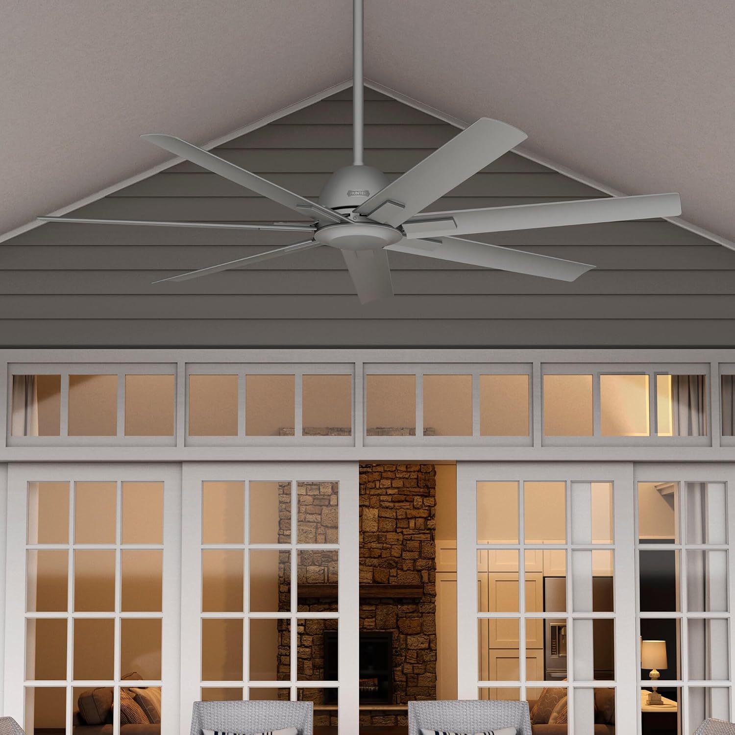 Hunter Fan 72 Inch Casual Matte Silver Finish Outdoor Ceiling Fan With 7 Blades (Renewed)