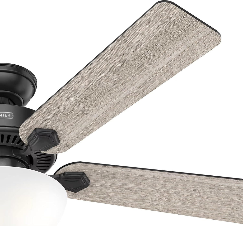 Hunter Fan 52 Inch Casual Matte Black Finish Indoor Ceiling Fan with LED Light Kit and Pull Chain (Renewed)