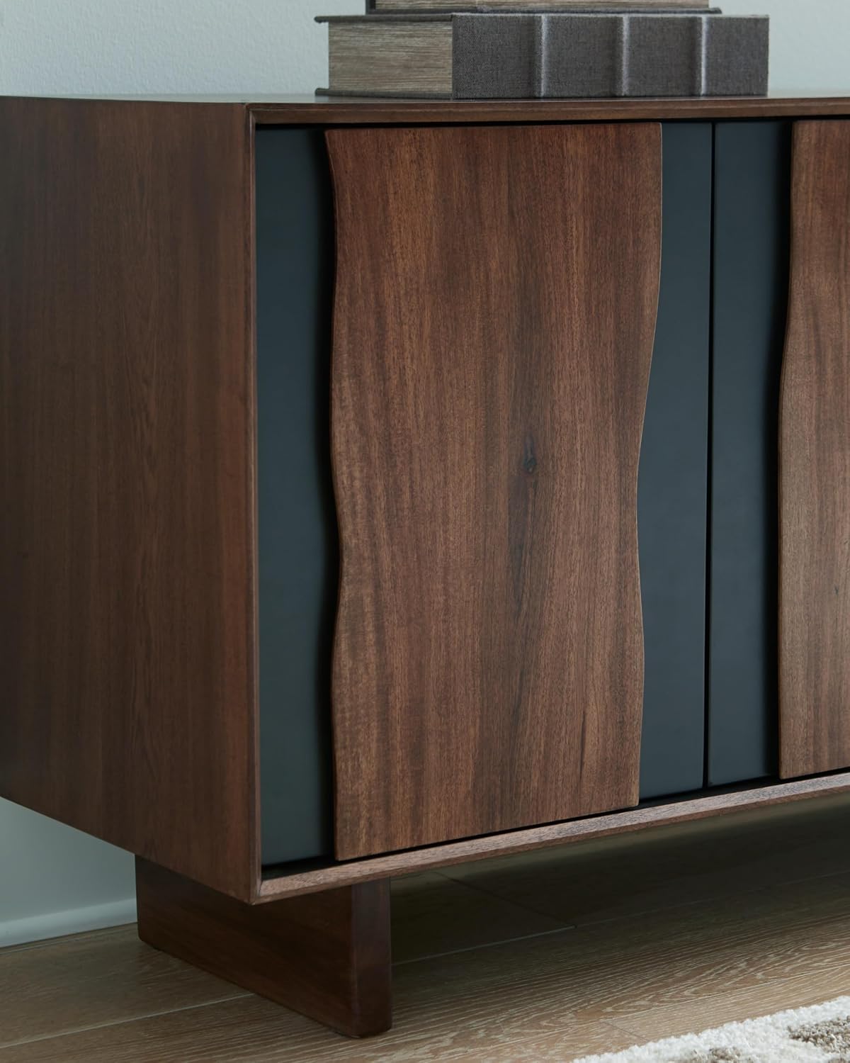 Signature Design by Ashley Welby Accent Cabinet, 71' Live Edge Storage Cabinet, Crafted with Acacia Wood, Acacia Veneer and Engineered Wood, Modern TV Stand Console, Brown/Charcoal