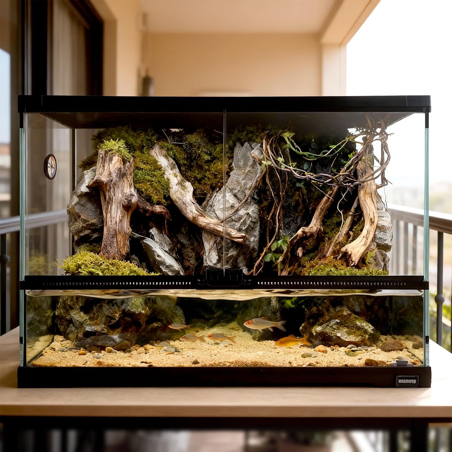 17 Gallon Reptile Glass Tank 20'x14'x14' with Drainage Hole - Pre-Assembled Reptile Cage Enclosure for Turtle,Tortoise,Hermit Crab,Bearded Dragon,Gecko,Lizard,Snake,Spider,Fish,Tarantula