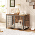 MAHANCRIS Dog Crate Furniture with Cushion, Wooden Dog Kennel with Double Doors, Heavy Duty Dog Cage for Small/Medium/Large Dogs, Indoor Dog House End Table, 39.4' L, Rustic Brown DCHR10701
