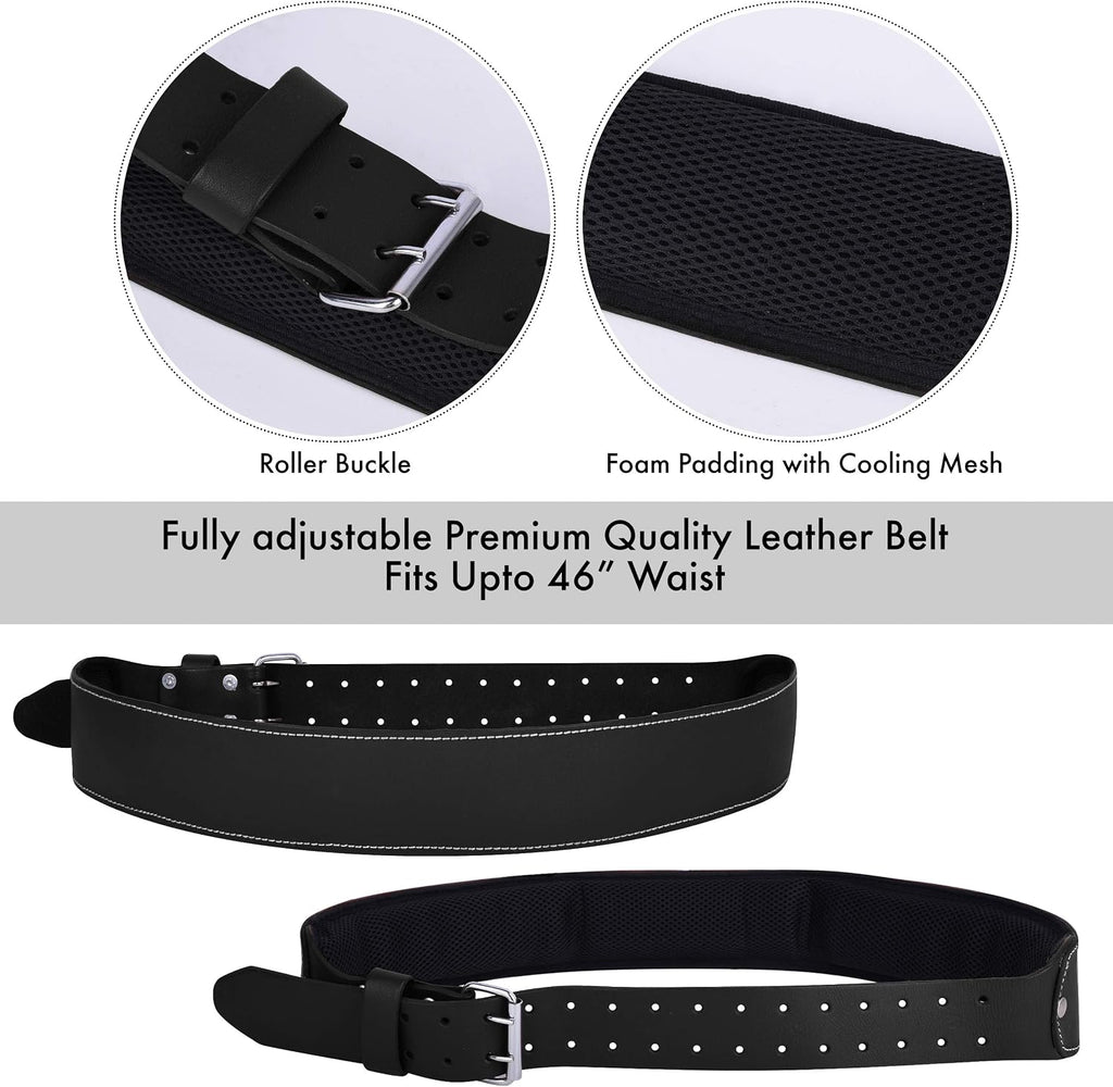 FUERI Full Grain Leather tool belts for men, Heavy-duty Carpenter Tool Rig organizer with 17 Pockets pouches, hammer holder, 4-Suspender loops, and a foam-padded belt for Framers, and Electricians